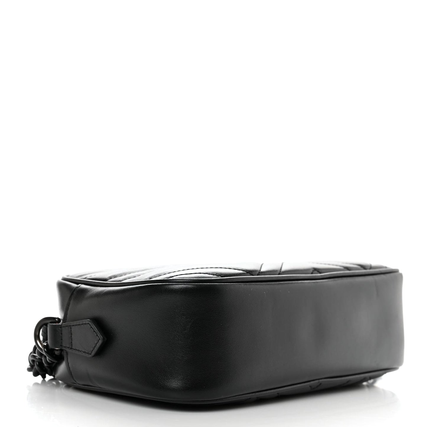 Gucci Calfskin Matelasse Monochrome Small GG Marmont Chain Shoulder Bag Black