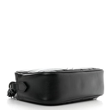 Gucci Calfskin Matelasse Monochrome Small GG Marmont Chain Shoulder Bag Black