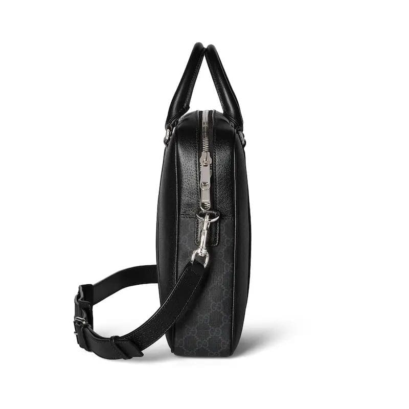 GUCCI MEDIUM GG BRIEFCASE WITH LOGO PLAQUE