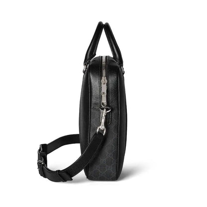 GUCCI MEDIUM GG BRIEFCASE WITH LOGO PLAQUE