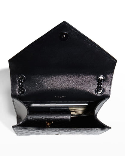 Saint Laurent Envelope Triquilt Medium YSL Shoulder Bag in Grained Leather