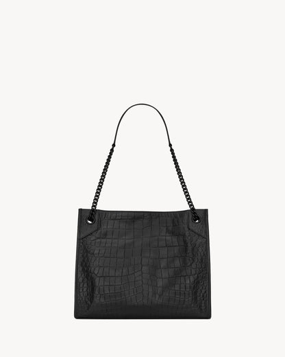 SAINT LAURENT NIKI shopping in crocodile-embossed leather