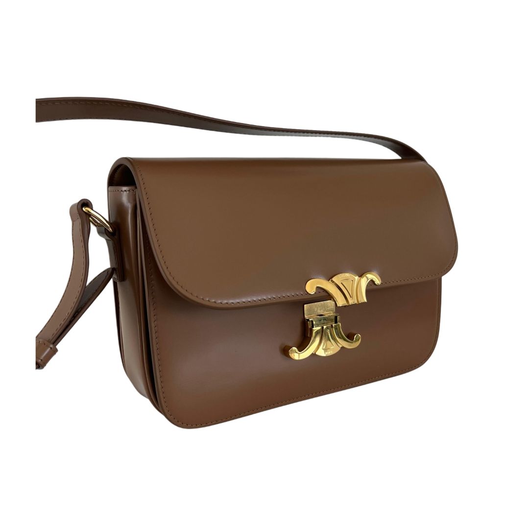 Celine Triomphe Classic Brown Flap Bag
