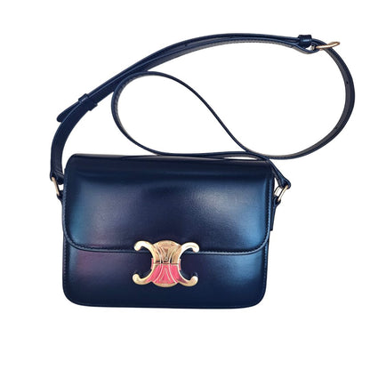 Celine Teen Triomphe Bag in Shiny Black Calfskin
