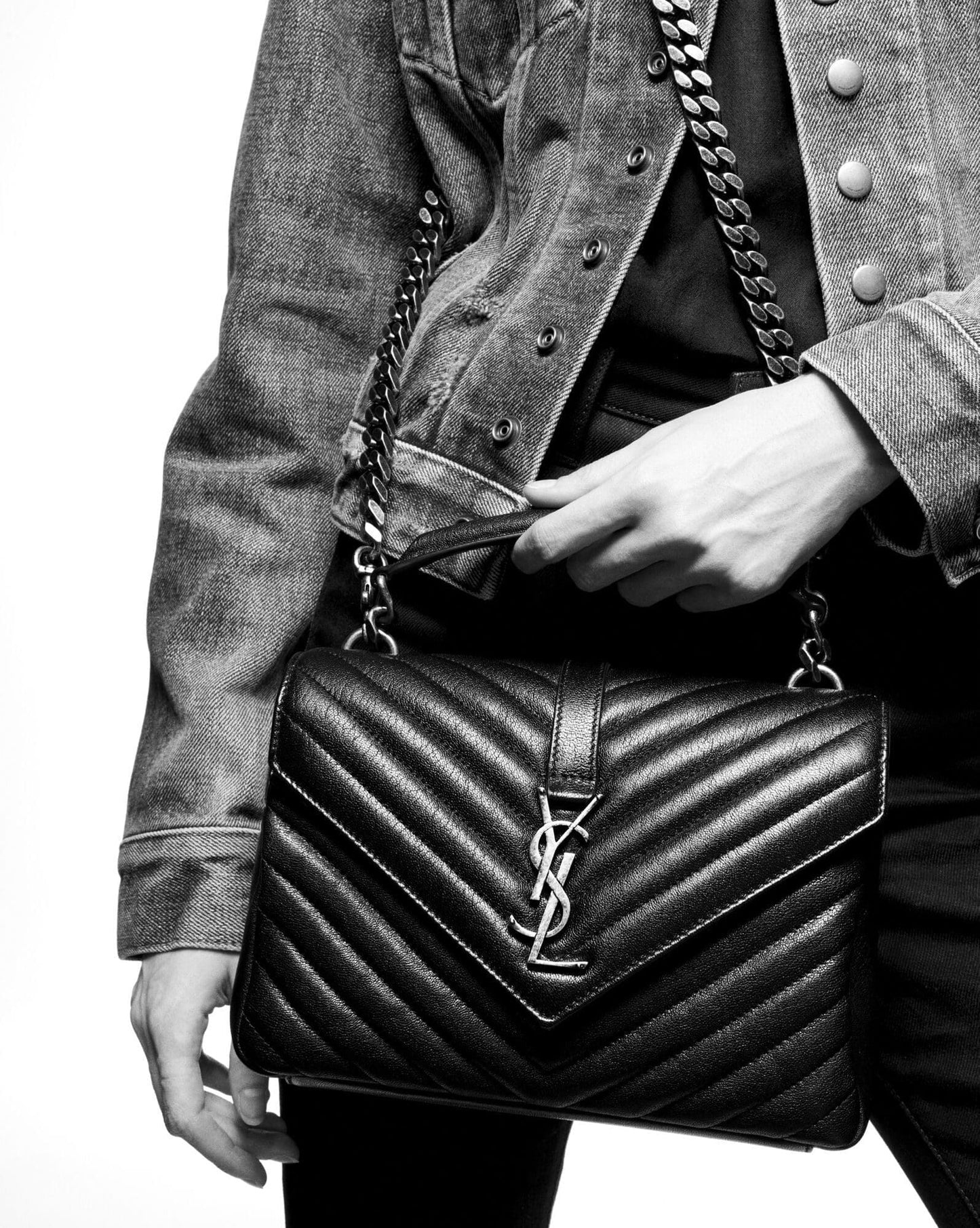 Saint Laurent College Medium In Matelasse Leather