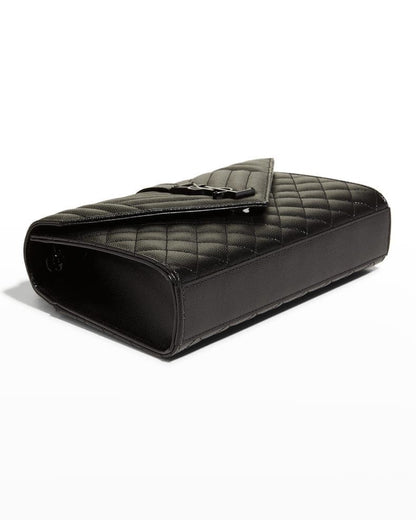 Saint Laurent Envelope Triquilt Medium YSL Shoulder Bag in Grained Leather