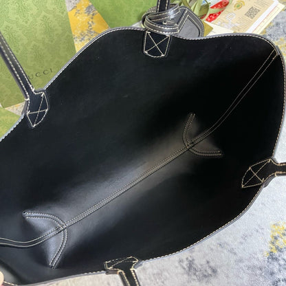 GUCCI Supreme Monogram Blooms Medium Reversible Tote Beige Blue Navy