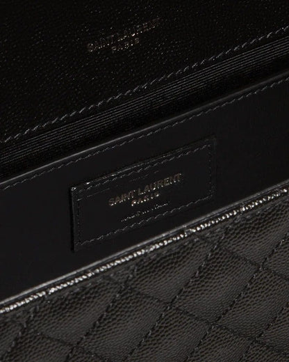 Saint Laurent Envelope Triquilt Medium YSL Shoulder Bag in Grained Leather