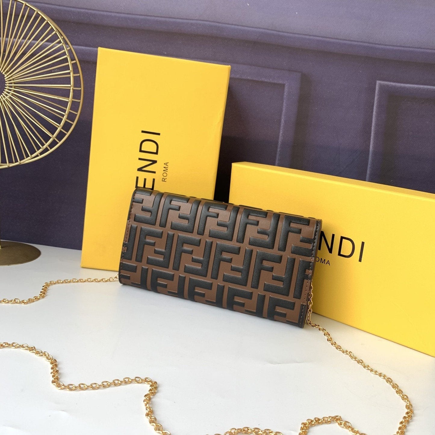 Fendi Continental with Chain – Brown – Clutches