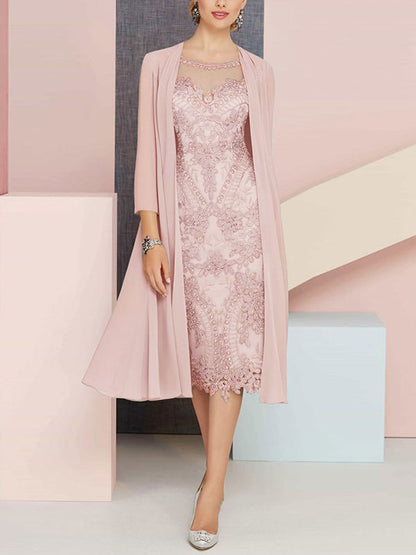 Short Lace Dress With Matching Chiffon Coat