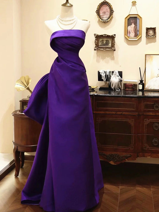 Purple Pretty Elegant Fashion Spaghetti Strap Long Satin Ball Gown Evening Dress Party Dress gh3543