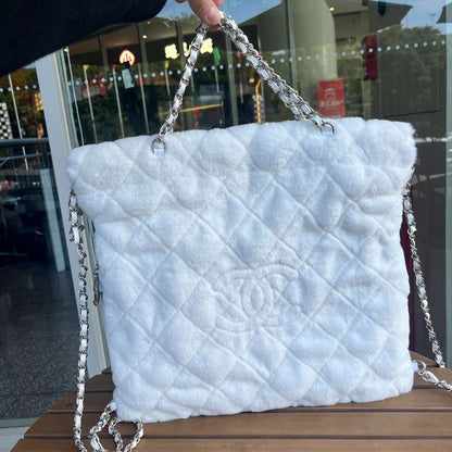 Chanel White Hidden Chain Tote Bag