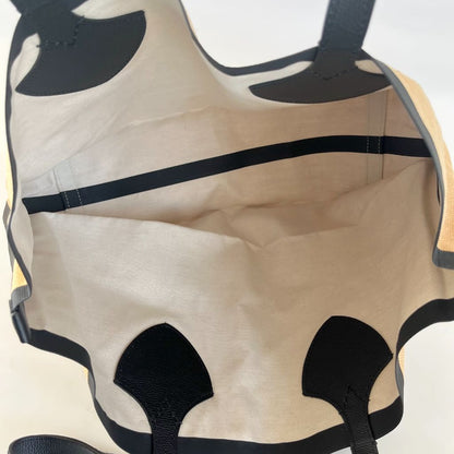 Burberry Raffia Logo Print Medium The Giant Reversible Tote Black