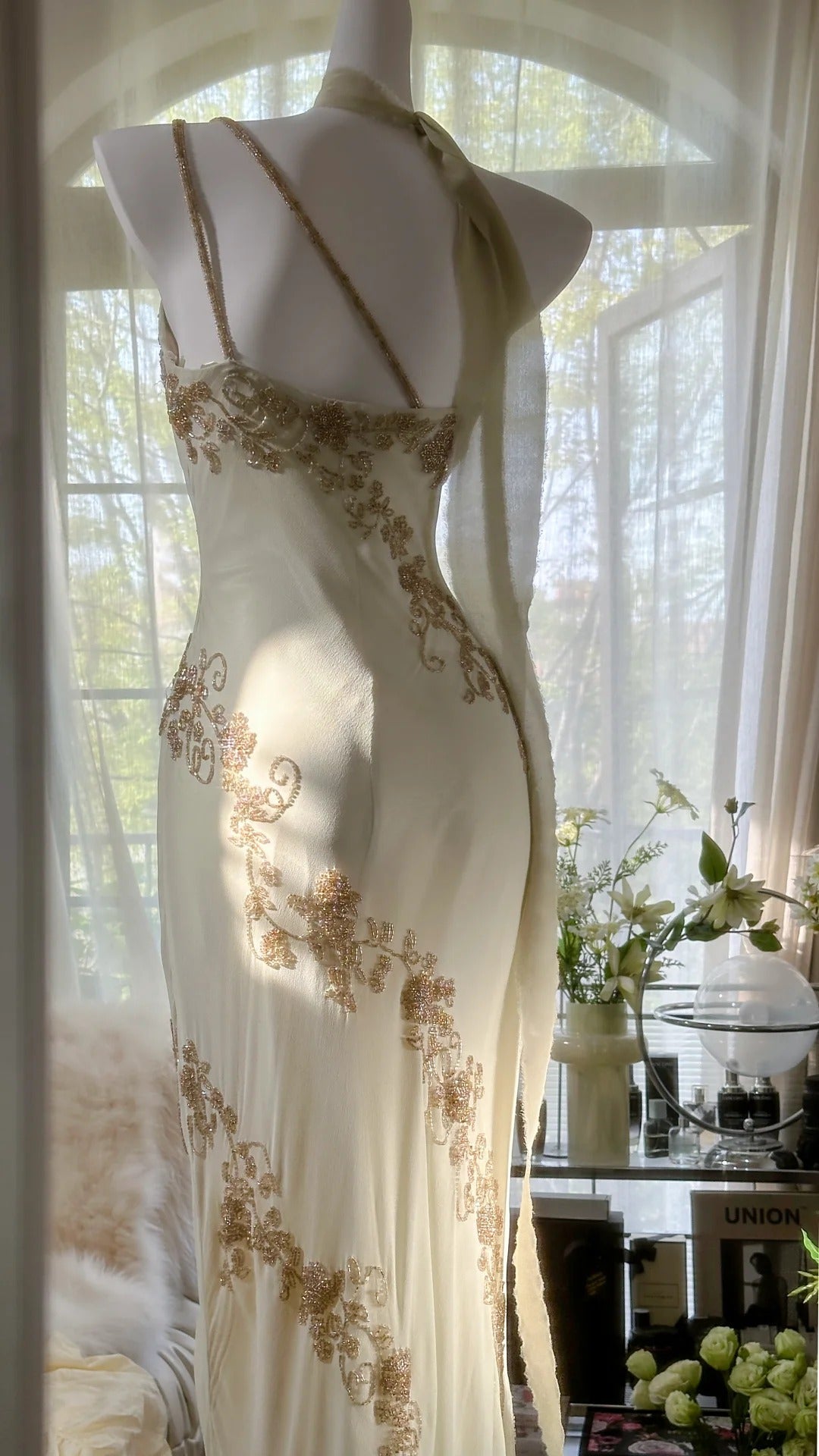 Ivory White Vintage Fashion One Shoulder Exquisite Beaded Long Chiffon Ball Gown Birthday Party Dress Cocktail Party Dress Evening Dress Prom Dress gh3971