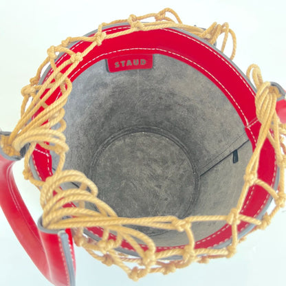 Staud Moreau Macramé and leather bucket bag