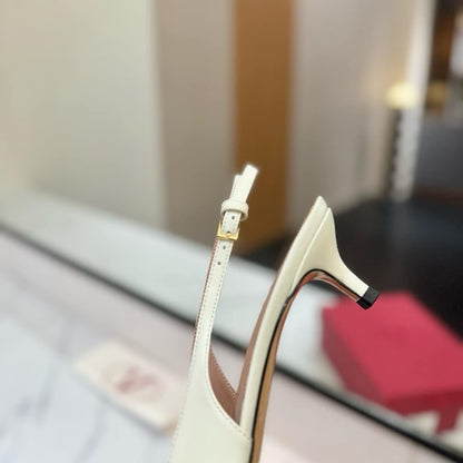 VALENTINO BEPOINTY SLINGBACK PUMPS IVORY AND TOBACCO 6W2S0LL3YEA CVM