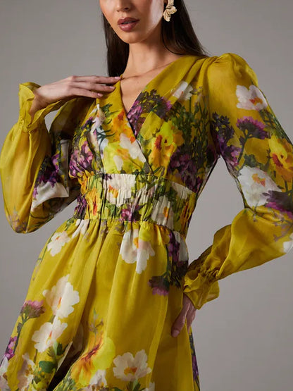 Organza Temperament Print Comfortable Women's Skirt Suit