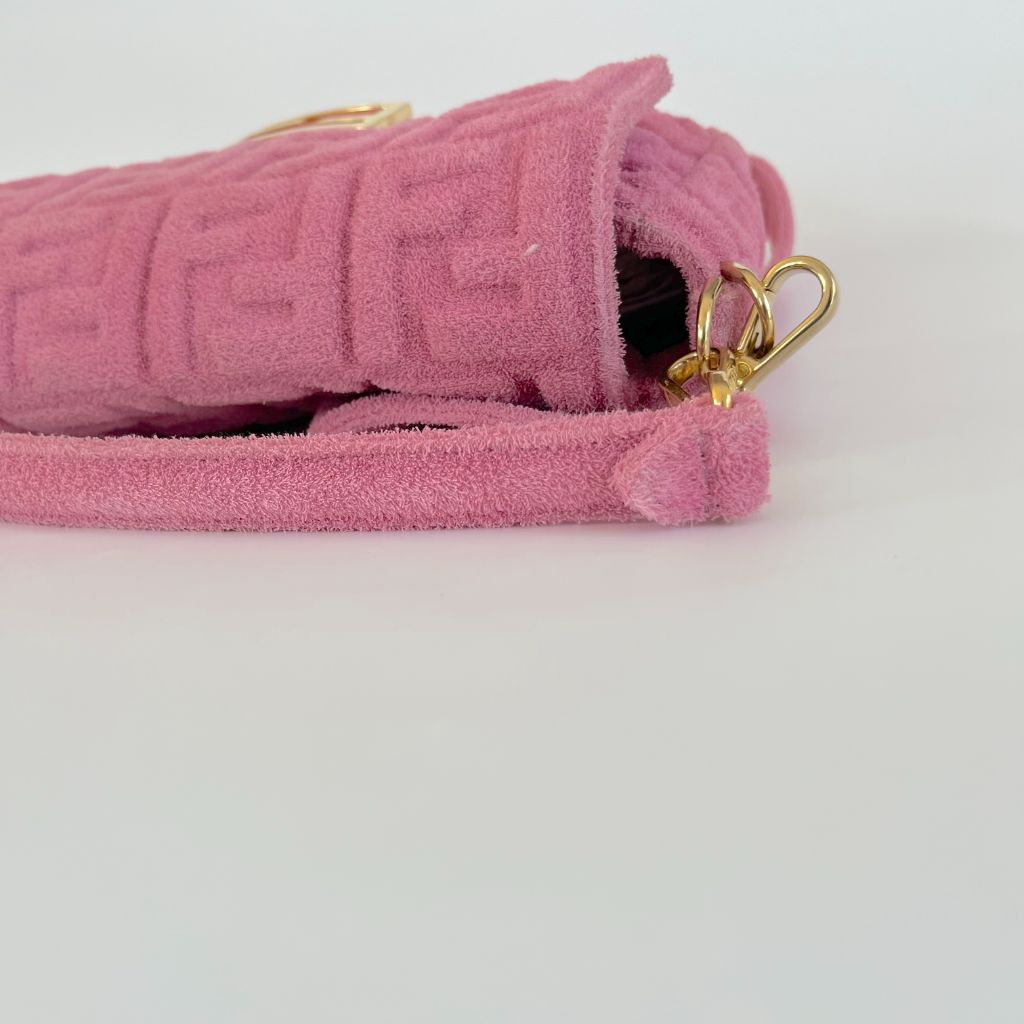 Fendi pink terry cloth medium baguette bag