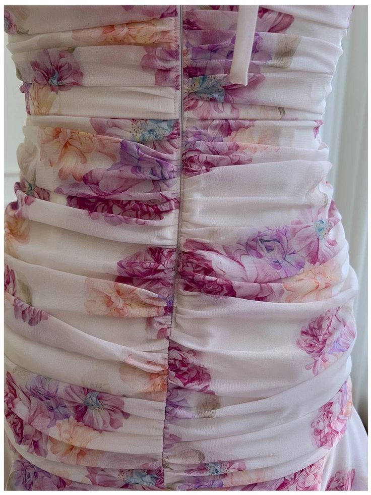 Pretty Sheath Halter Floral Chiffon Short Homecoming Dress Birthday Outfits S662