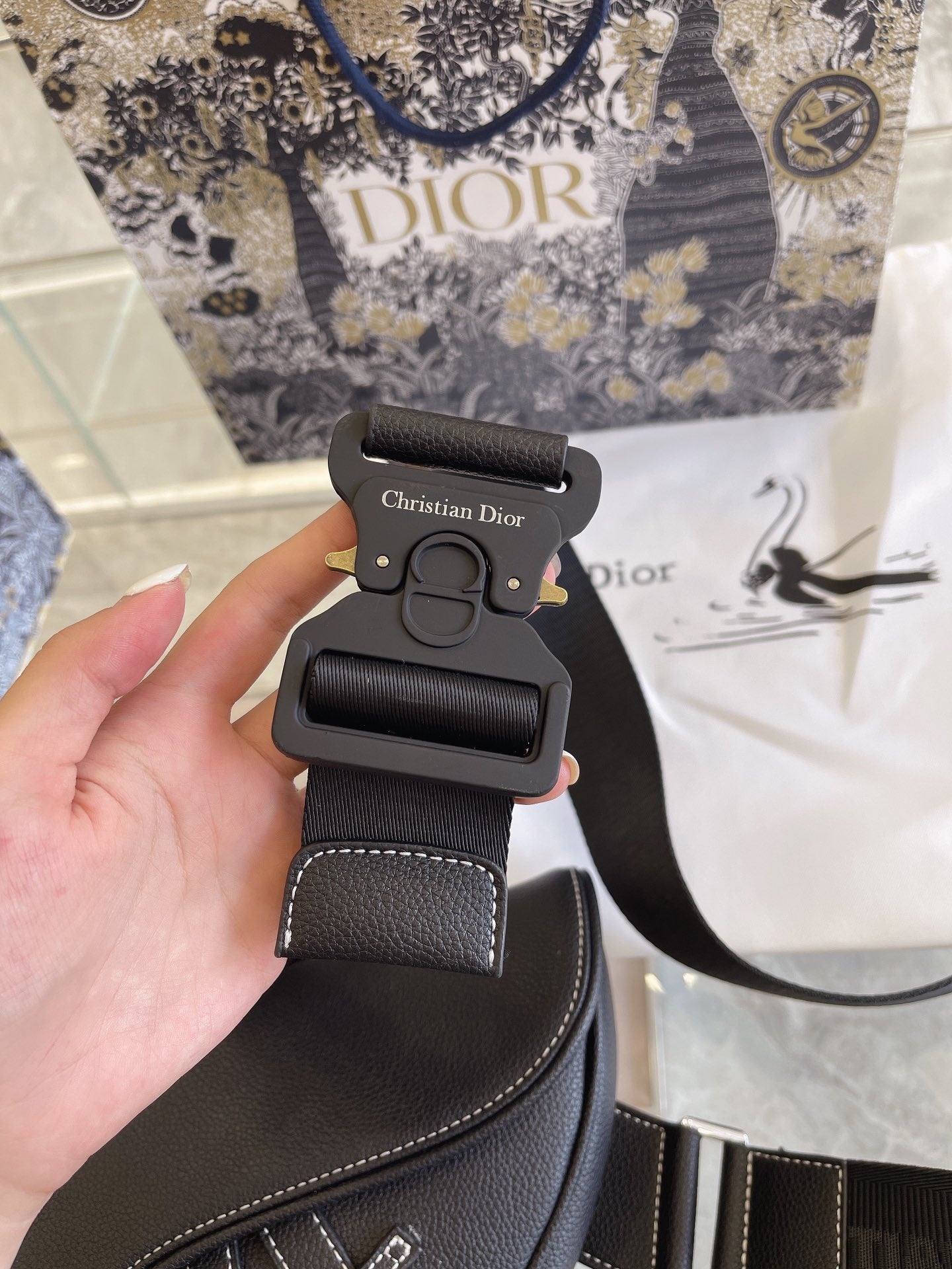 Dior Saddle Bag Black Grained Calfskin