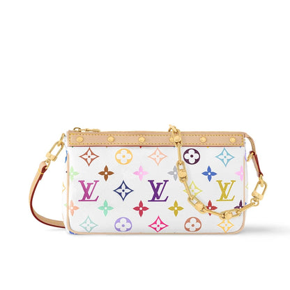 LOUIS VUITTON X TAKASHI MURAKAMI POCHETTE ACCESSORIES MULTICOLORE BLANC 21CM M13404