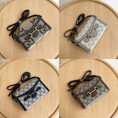 GUCCI HORSEBIT 1955 MINI BAG ‎BEIGE AND WHITE GG SUPREME 18CM ‎‎699296 UULBG 9683