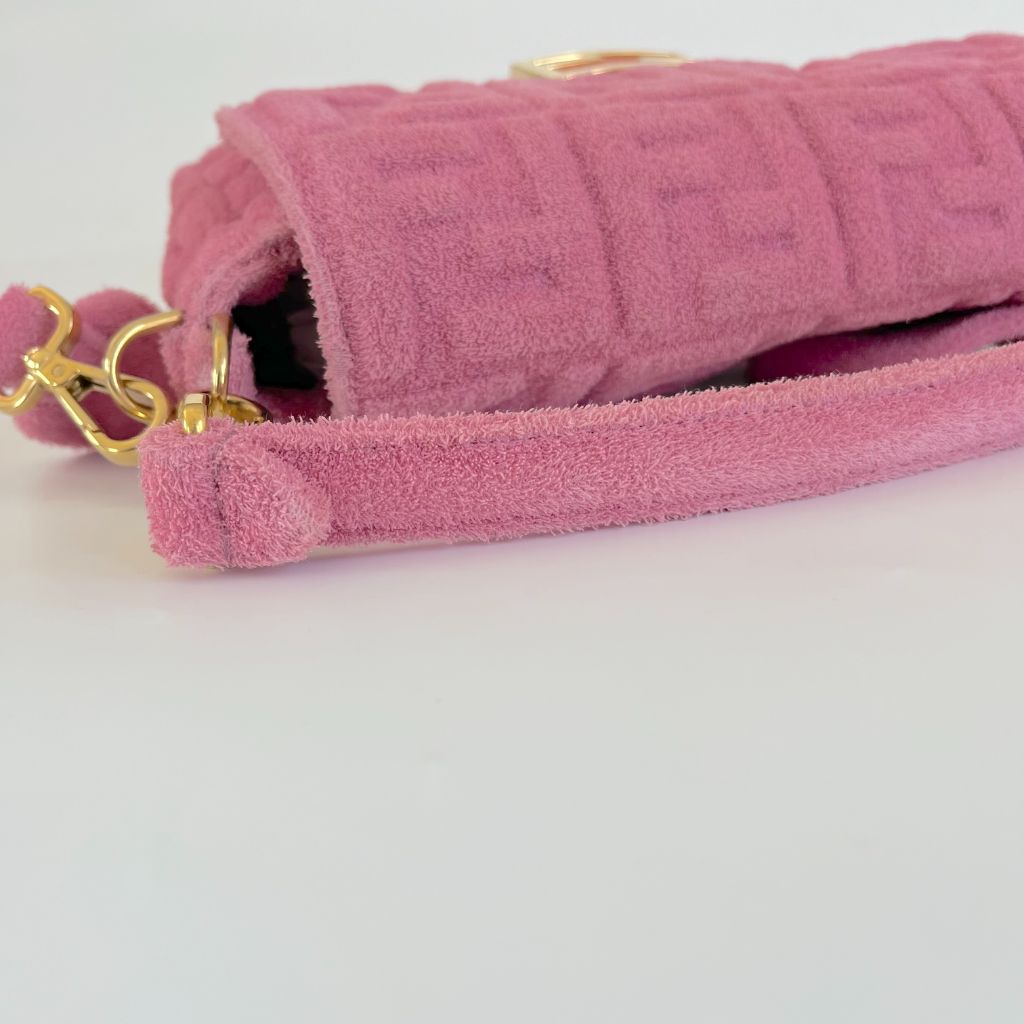 Fendi pink terry cloth medium baguette bag