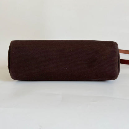 Hermes Chocolate Brown/Beige Toile and Leather Herbag 31 Bag