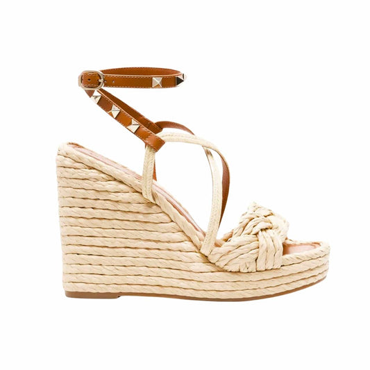 VALENTINO GARAVANI WOVEN RAFFIA WEDGE ESPADRILLES FARFETCH BEIGE