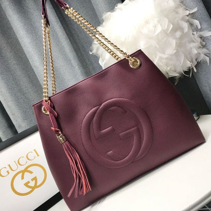 GUCCI SOHO SHOULDER BAG DARK RED 38CM