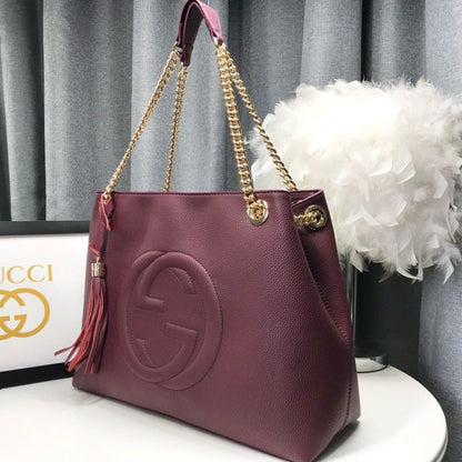 GUCCI SOHO SHOULDER BAG DARK RED 38CM