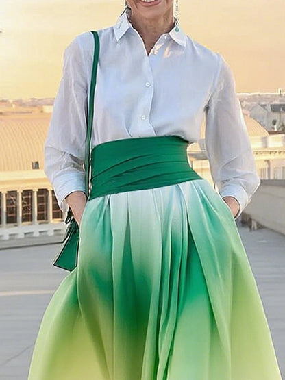 Urban Ombre Printing Maxi Dress With Belt