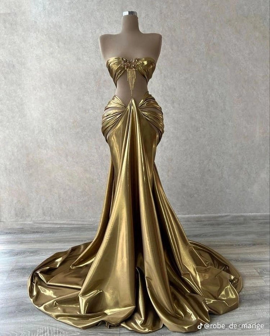 Sexy and Elegant Long Prom Dress with Gold Beads gh4964
