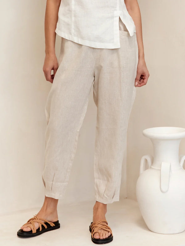 Solid Color Cotton And Linen Ninth Pants