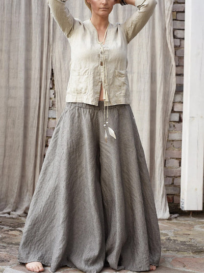 Cotton And Linen Wide Leg Culottes
