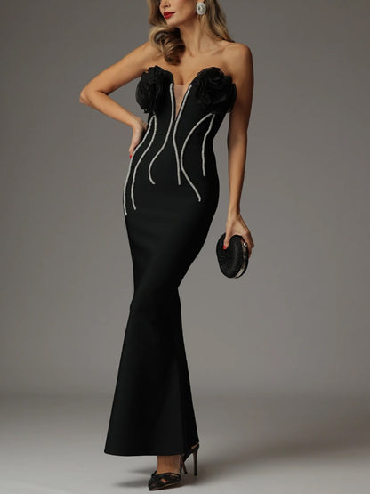 Solid Color Tube Top Maxi Dress