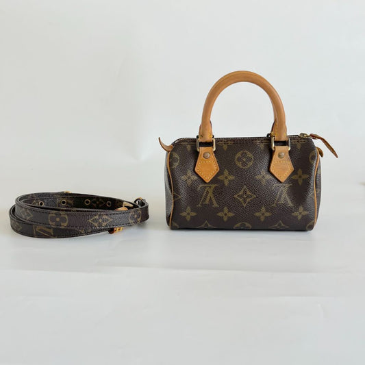 Louis Vuitton Brown Monogram Canvas Mini Speedy Shoulder Bag