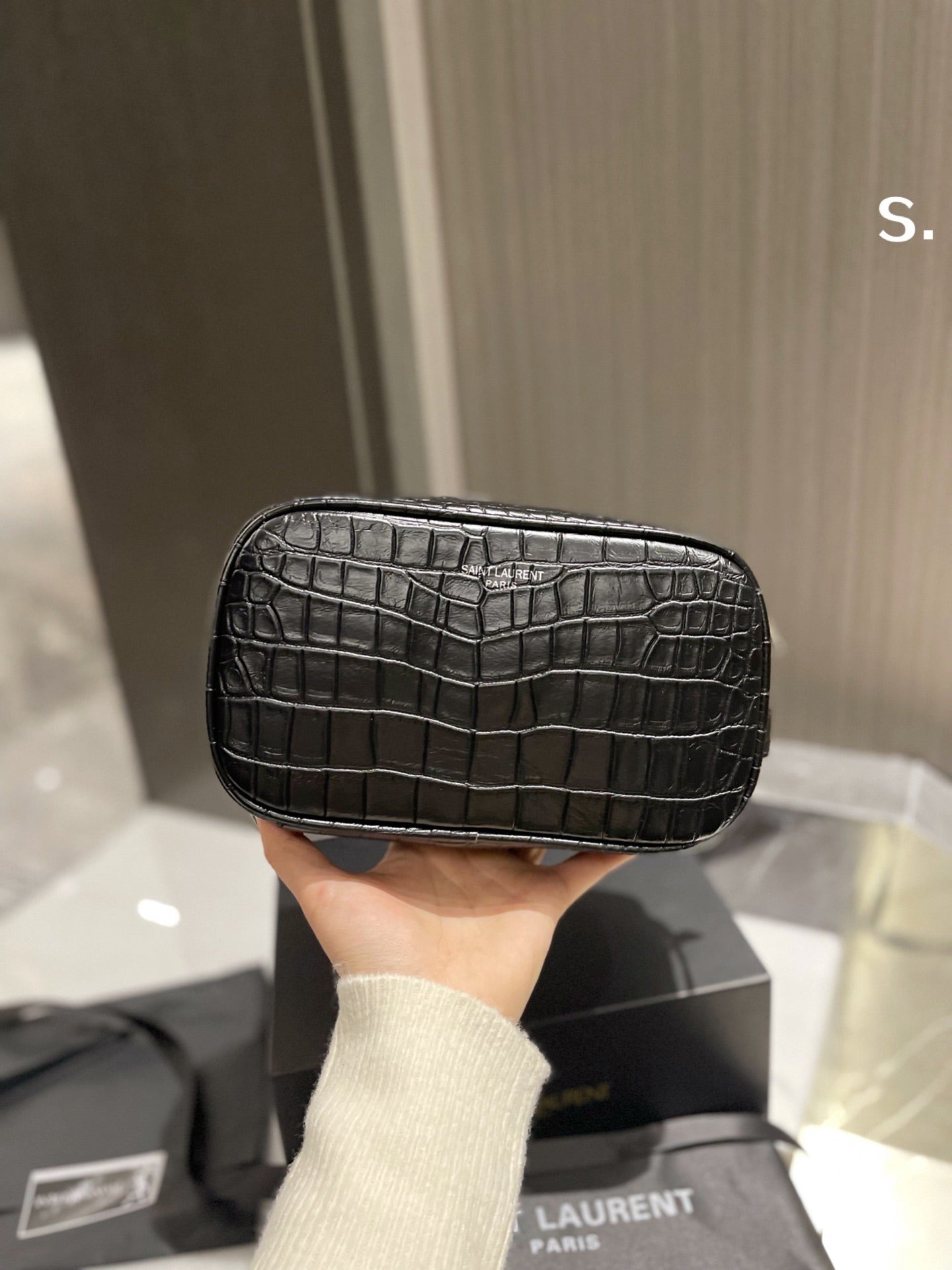 YSL Lou Croc-Embossed Camera Bag