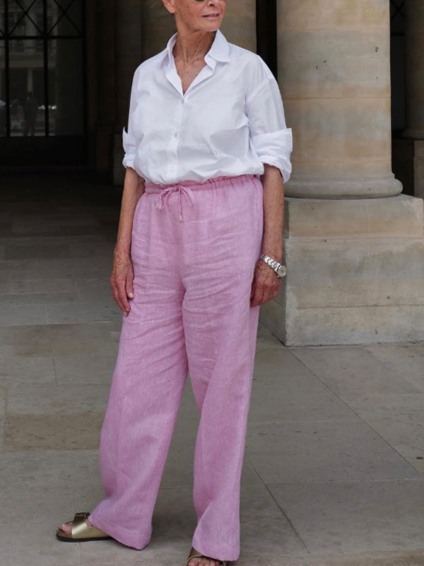 Elastic Waist Women's Cotton and Linen Pants