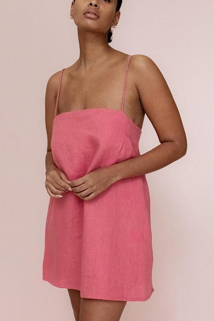 loveedsTM- Minimalism Linen Slip Mini Dress