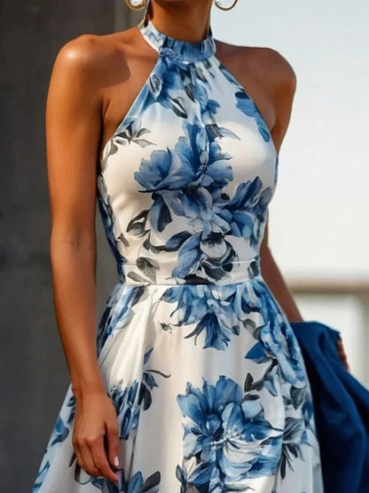 Vacation Floral Halter Maxi Dress