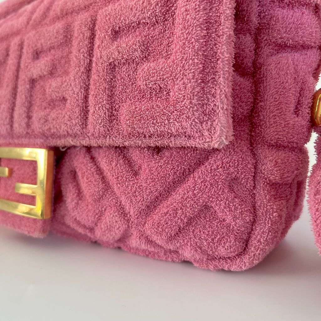 Fendi pink terry cloth medium baguette bag