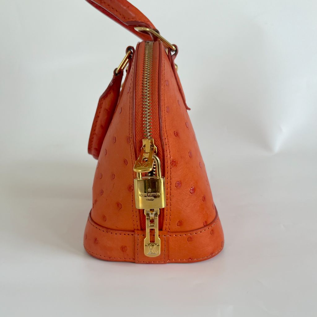 Louis Vuitton Orange Alma BB orange ostrich leather bag