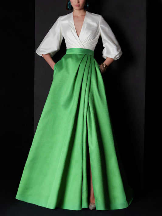 V-neck Satin Exquisite Women's Dress