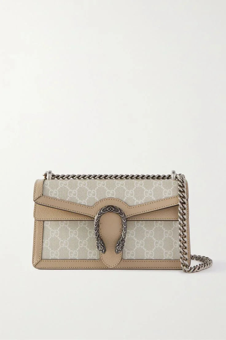 Gucci - Dionysus Small Leather-trimmed Coated-canvas Shoulder Bag - Neutrals