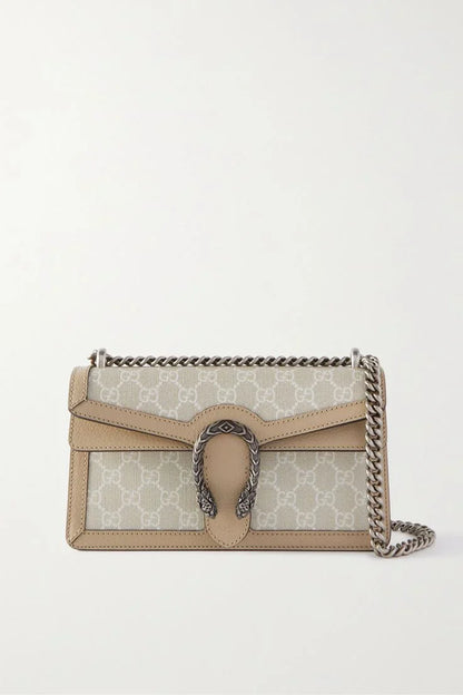 Gucci - Dionysus Small Leather-trimmed Coated-canvas Shoulder Bag - Neutrals