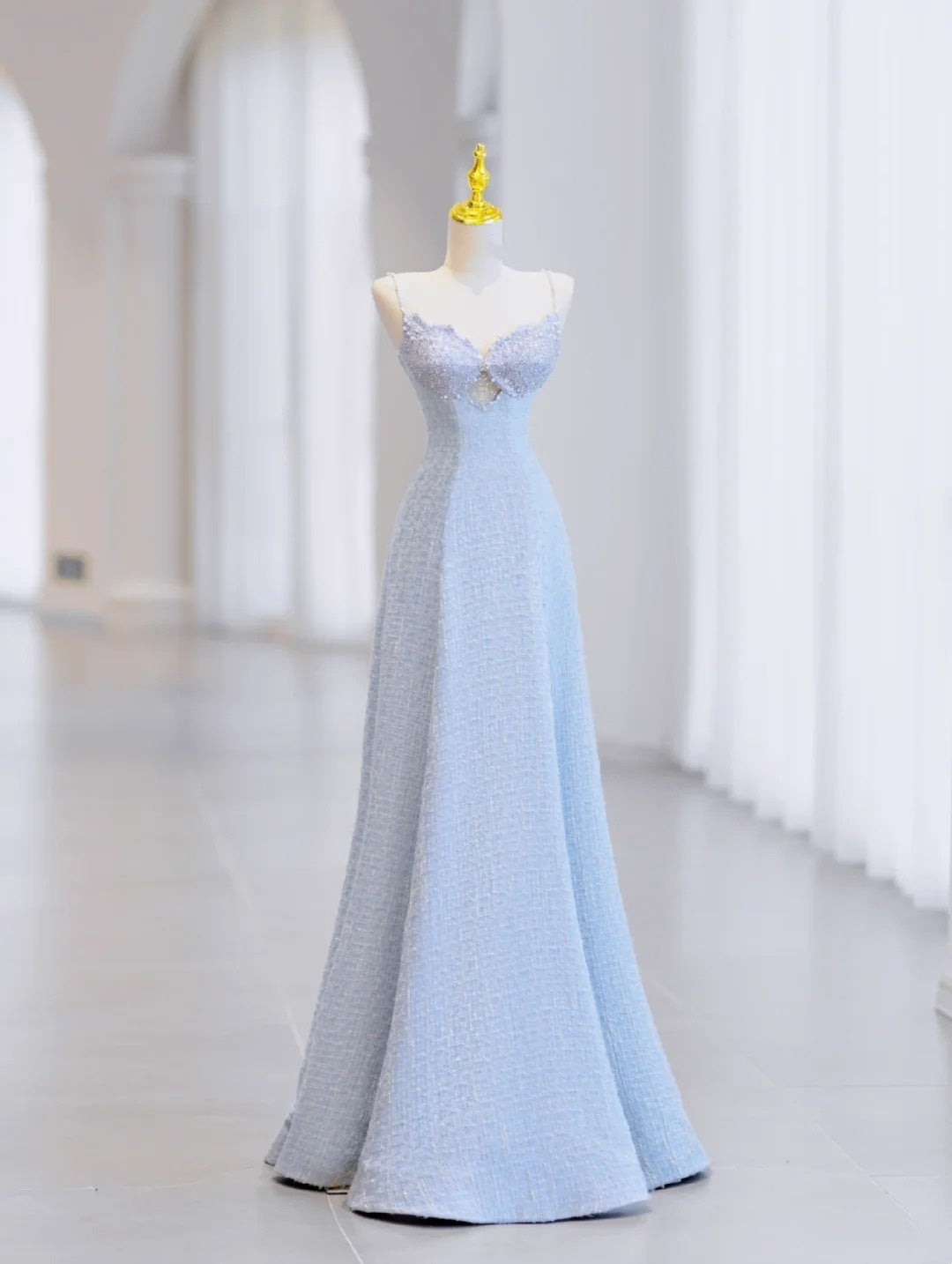 Blue Fashion Long Satin Ball Gown Evening Dress Party Dress gh4734