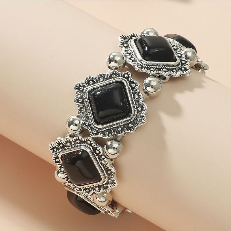 Personality Retro Geometric Turquoise Stretch Bracelet Women's Boho Bracelet