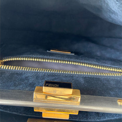 Fendi Black Leather Medium Peekaboo Top Handle Bag