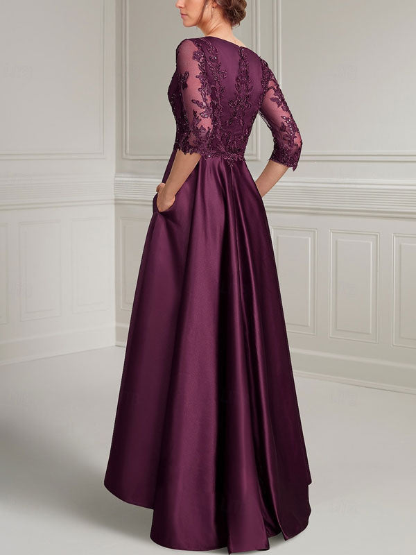 Asymmetrical Satin Lace Women's Dress